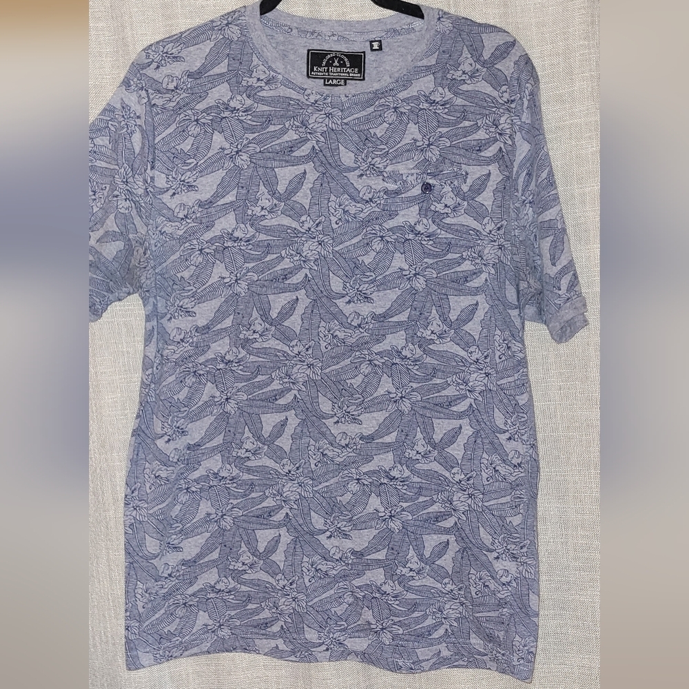 Knit Heritage T-Shirt Large Blue Patterned T-Shirt